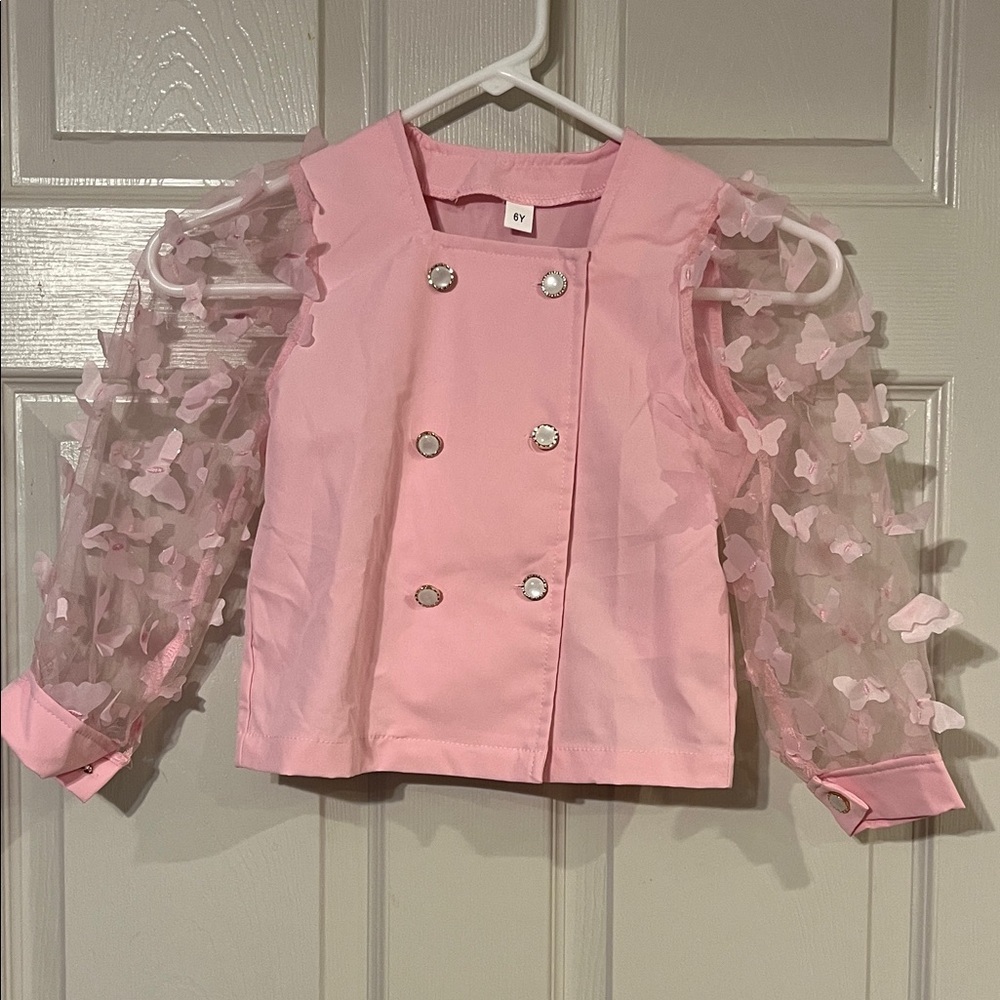 Pink Girls Pants Suit with Butterflies and Bows NWOT 6Y - Picture 9 of 10